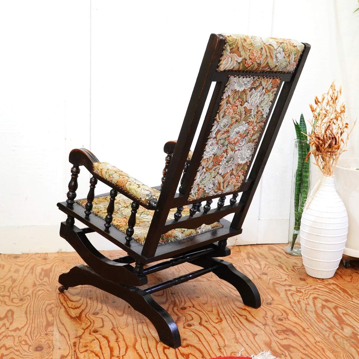 英国アンティーク スプリング式 ロッキングチェア エドワーディアン様式 中古