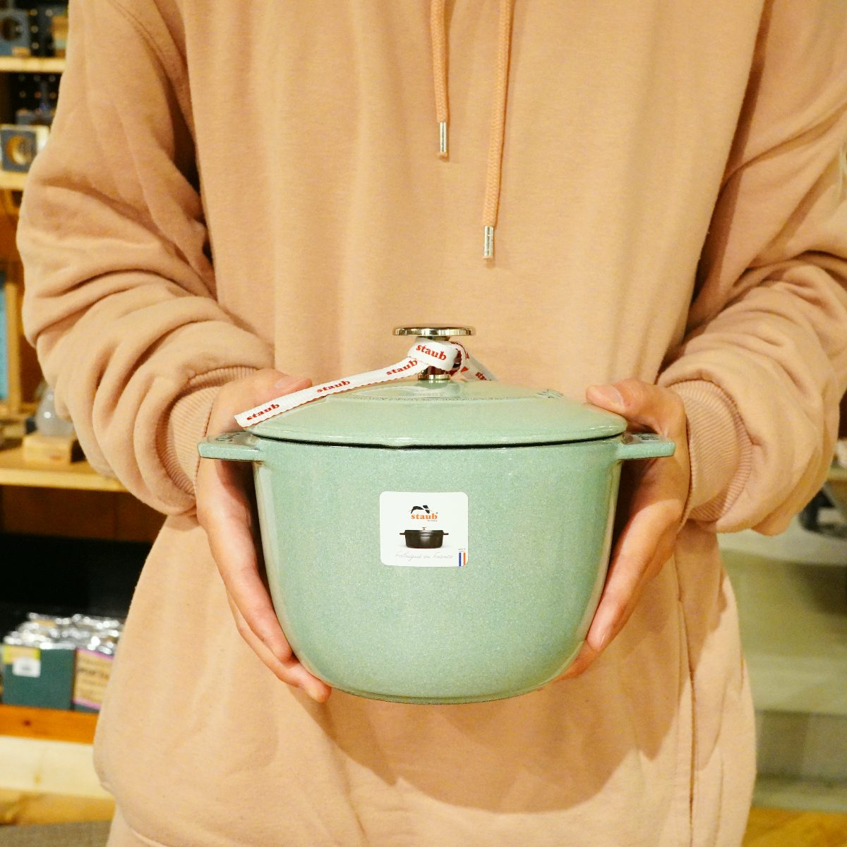 ストウブ / STAUB ラ ココットde GOHAN 鋳物ホーロー鍋 M 16cm セージグリーン 未使用