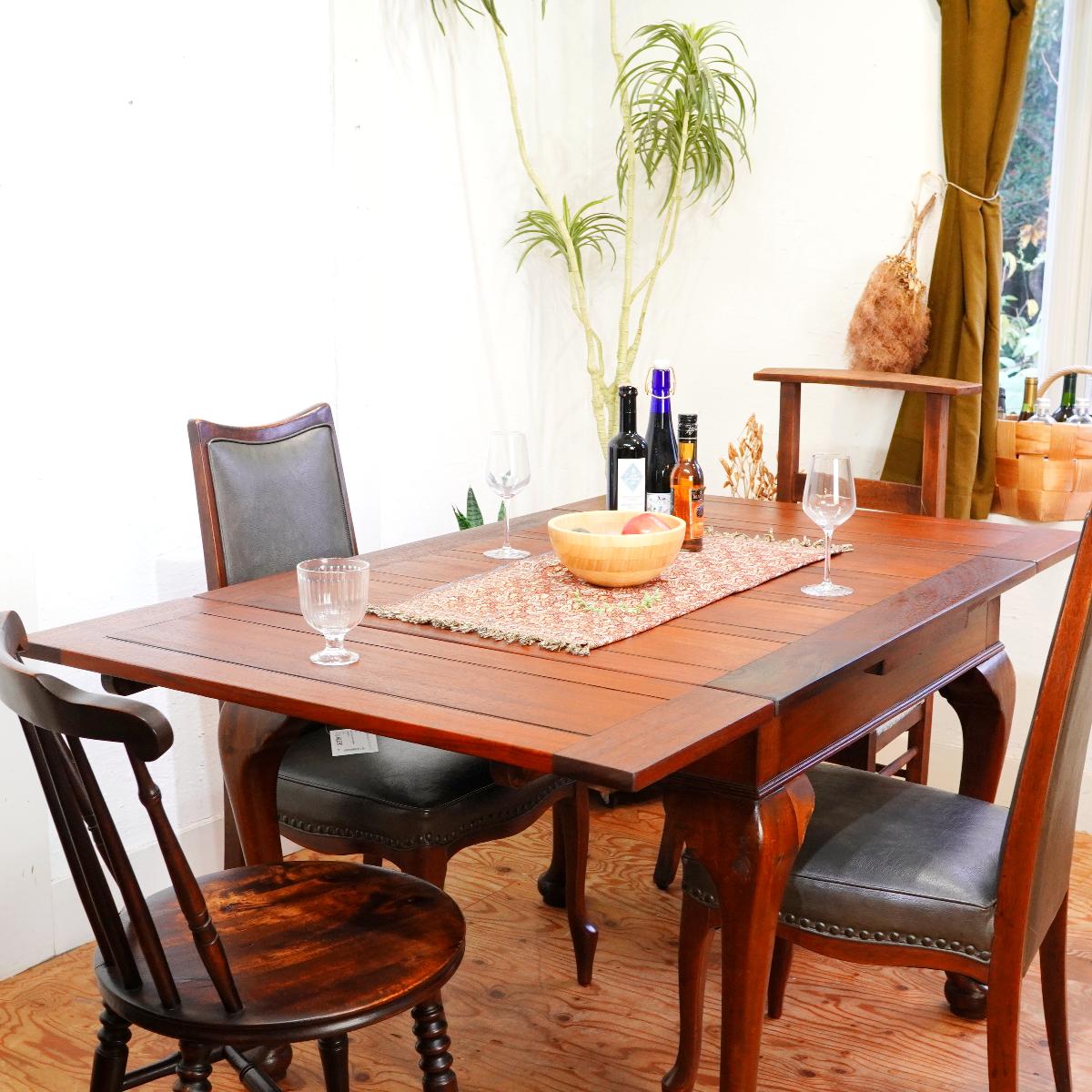 英国アンティーク ドローリーフテーブル 猫脚