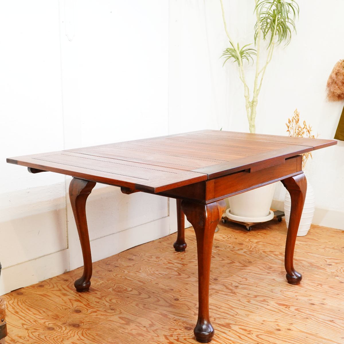 英国アンティーク ドローリーフテーブル 猫脚