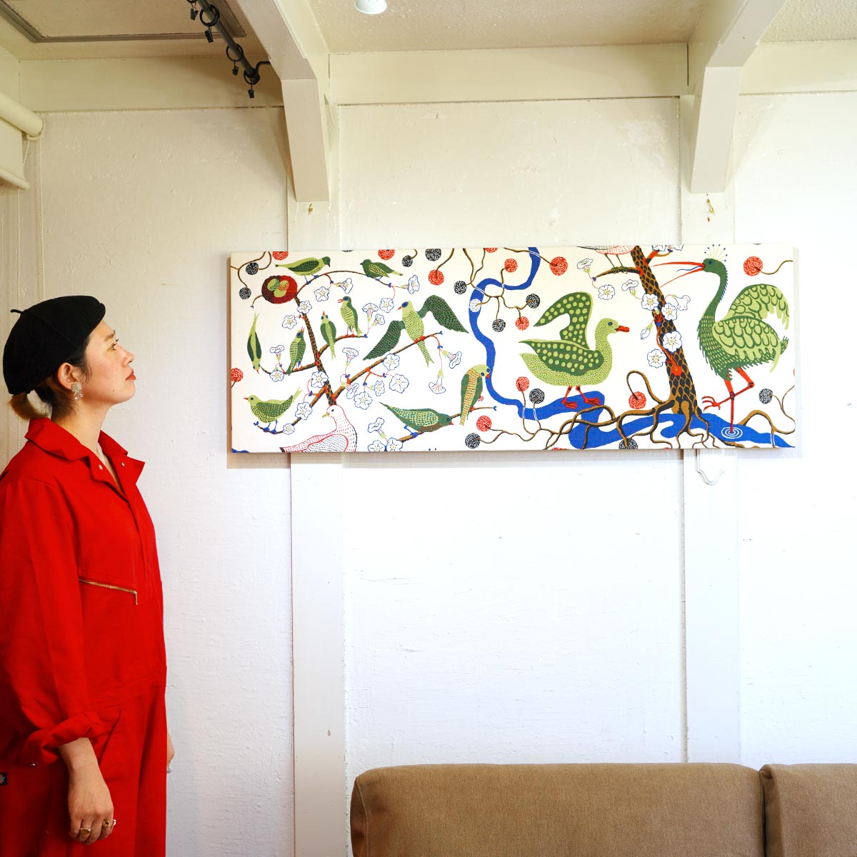 スヴェンスク・テン / Svenskt Tenn 「GRONA FÅGLAR」 ファブリックパネル ヨーゼフ・フランク 中古