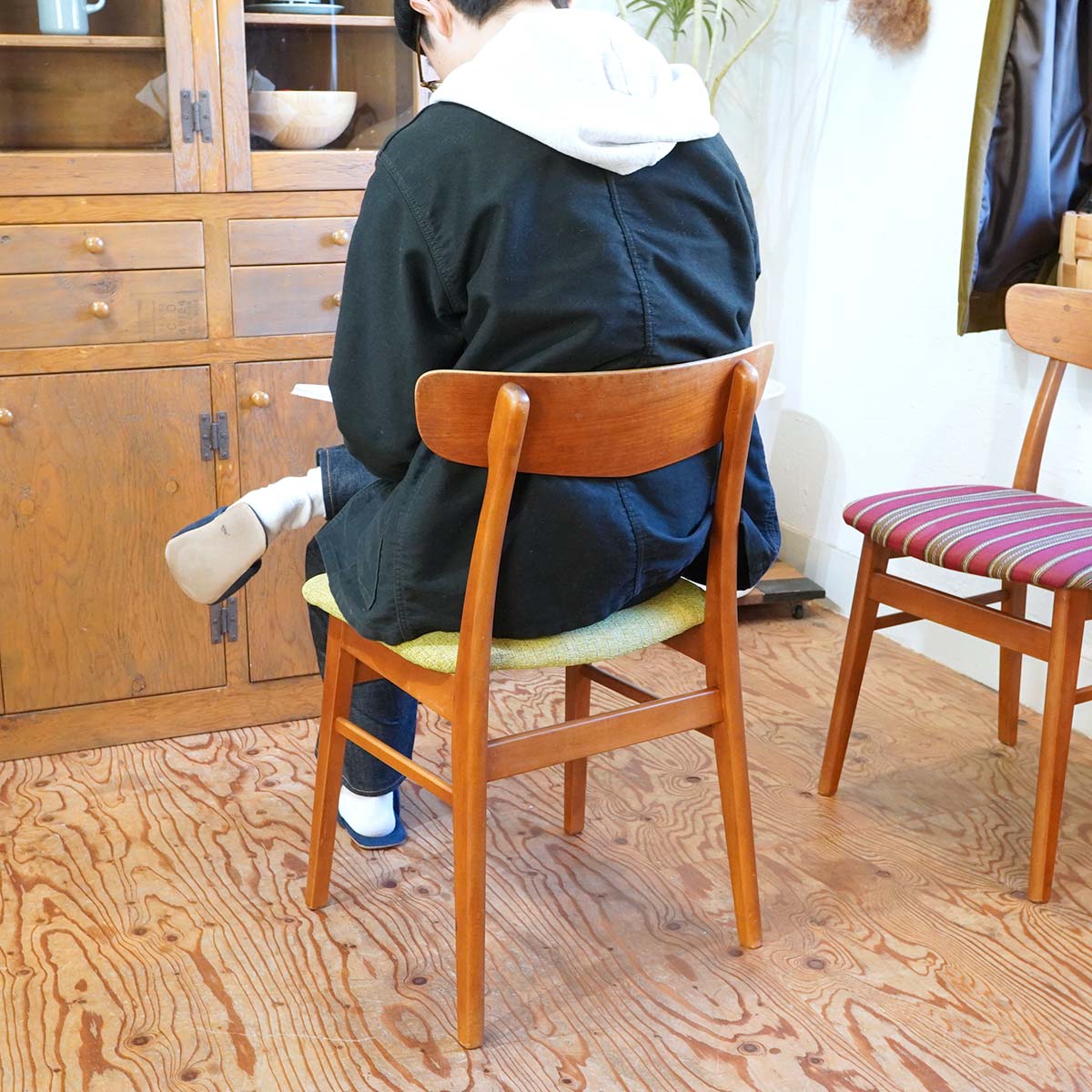 デンマーク製 ヴィンテージ ダイニングチェア グリーン 北欧