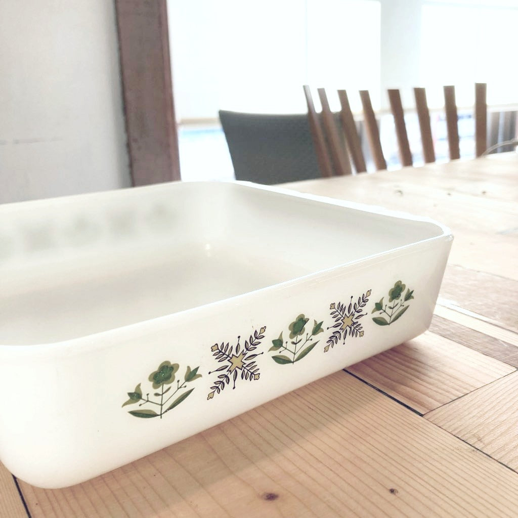 ファイヤーキング / Fire-King メドゥグリーン スクエアケーキプレート キャセロール ヴィンテージ