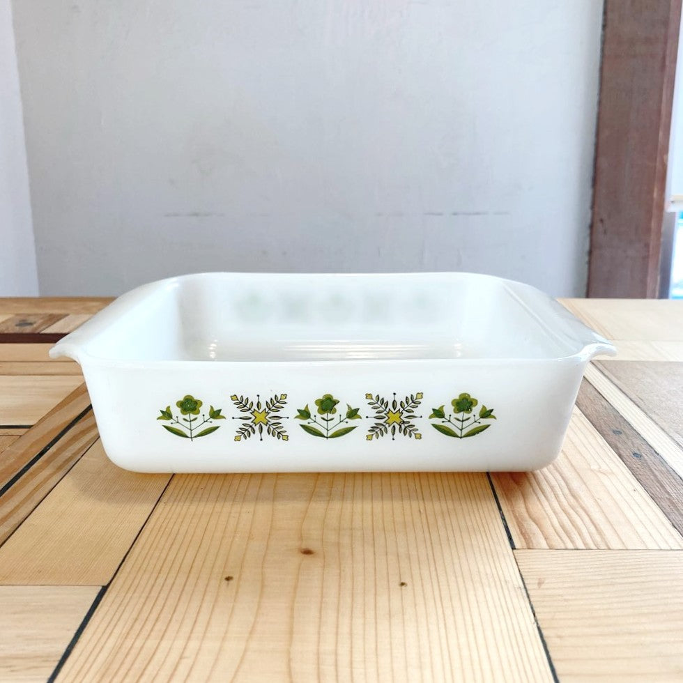 ファイヤーキング / Fire-King メドゥグリーン スクエアケーキプレート キャセロール ヴィンテージ