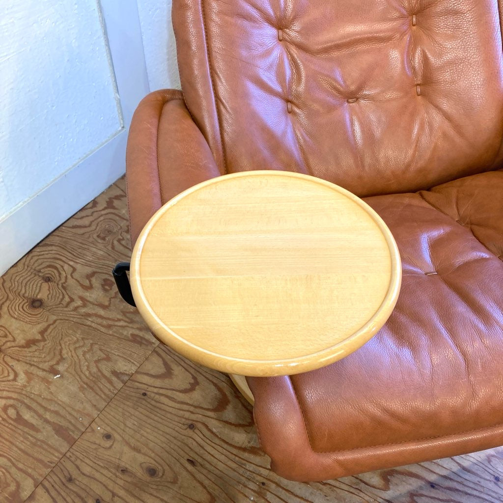 エコーネス / EKORNES ロイヤル ストレスレスチェア & オットマン テーブル付き リクライニングチェア 本革 中古