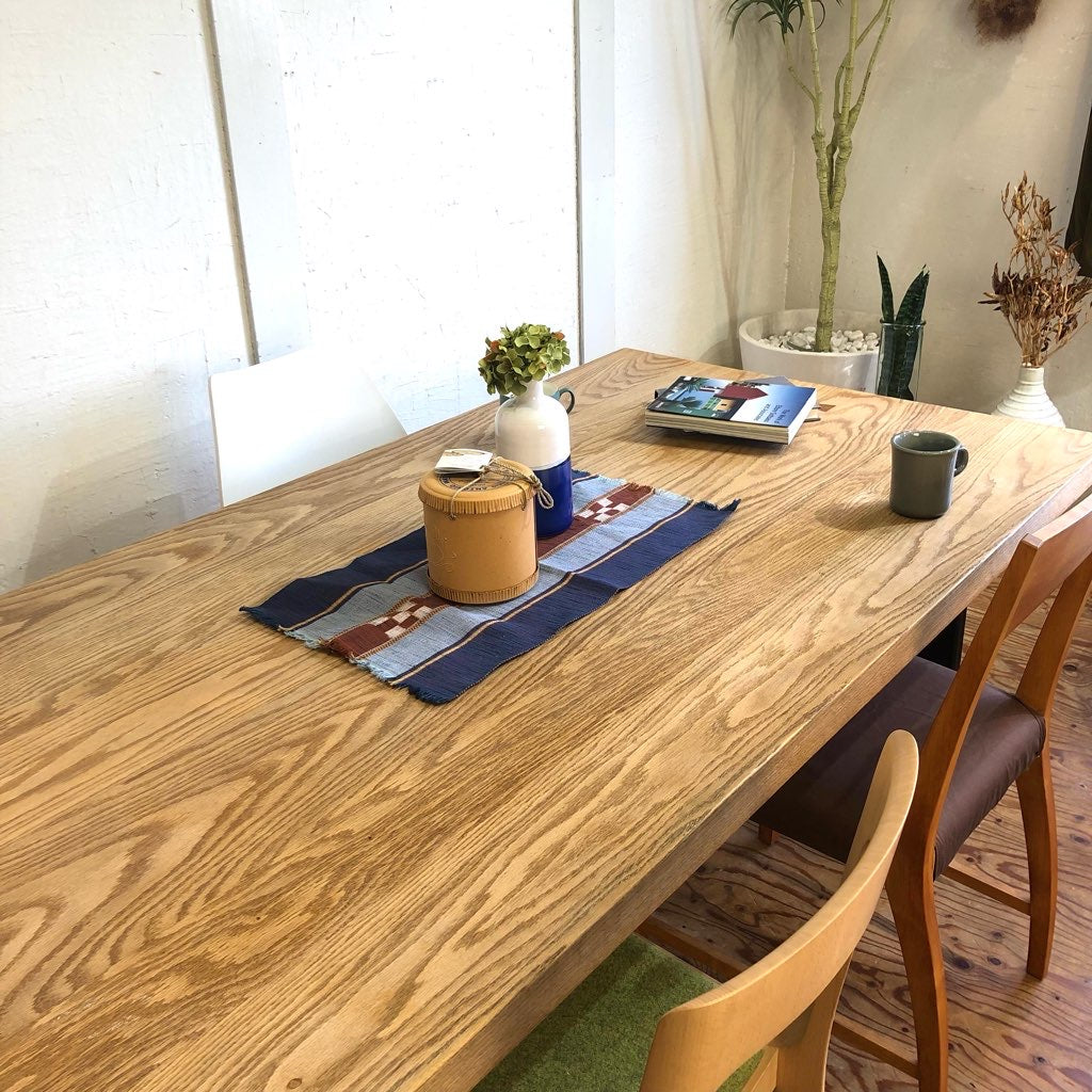 ダイニングテーブル オーク無垢材 鉄脚 中古 幅160cm