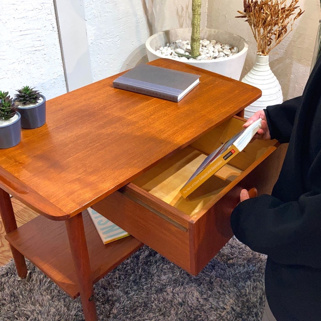 ソーイングテーブル サイドテーブル チーク材 北欧 ヴィンテージ