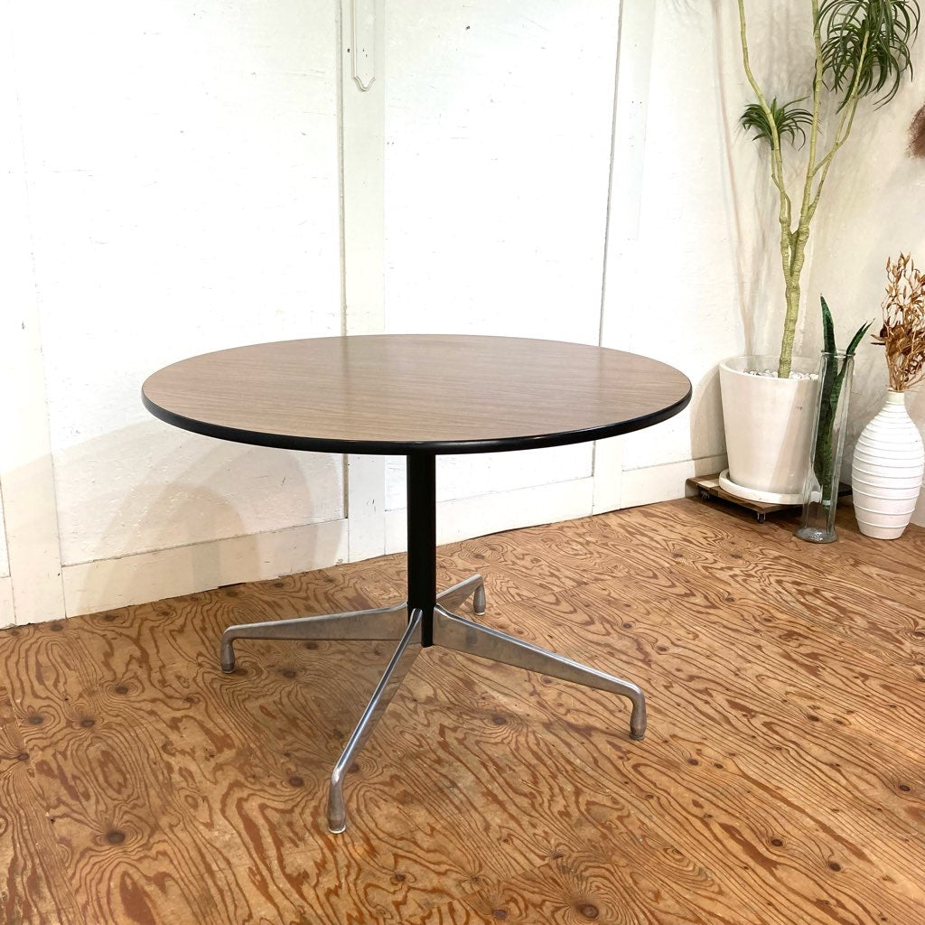 ハーマンミラー Herman Miller ラウンドテーブル セグメントベース イームズ ヴィンテージ 中古 ブラウン 円 シングルベース