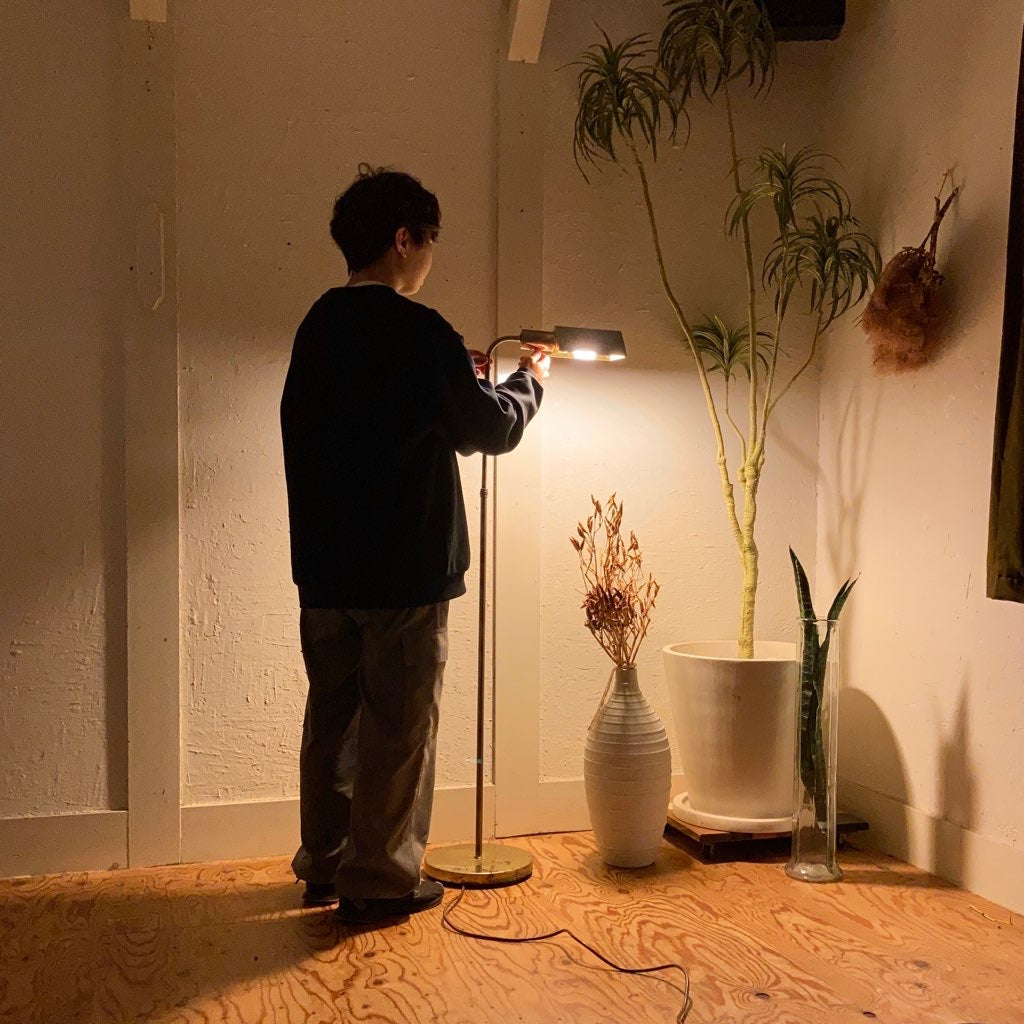 フロアライト ゴールドフレーム 照明 ミッドセンチュリー ヴィンテージ