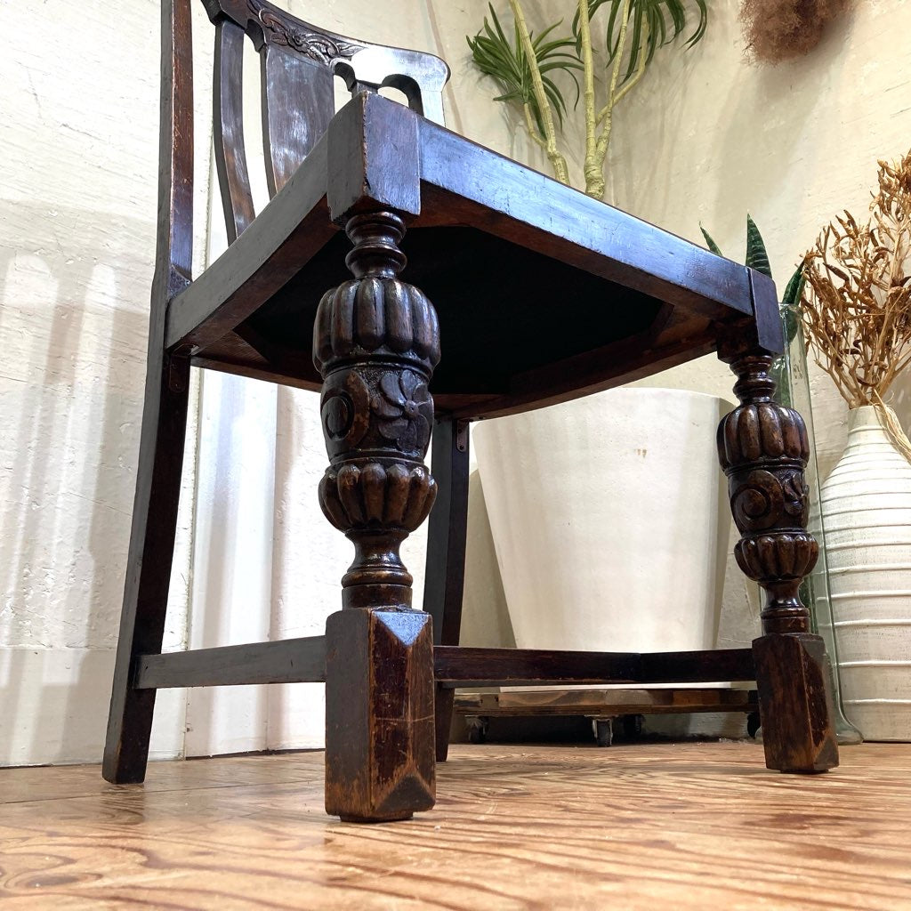 英国アンティーク ダイニングチェア オーク ブルー