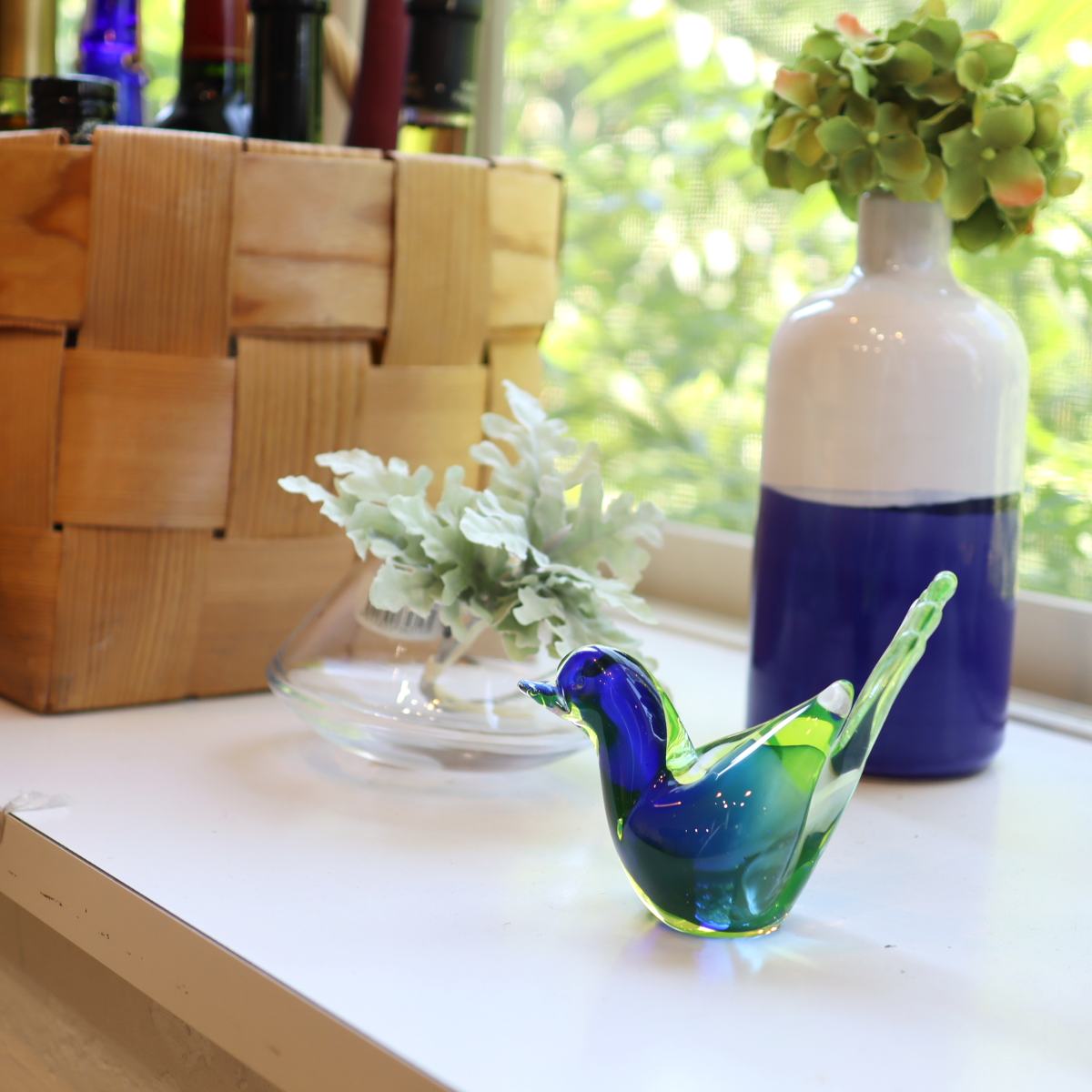 ウランガラス バード 小鳥 光るガラス 置物 ヴィンテージ