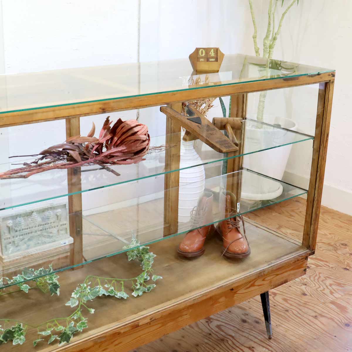 ガラスショーケース パンケース 陳列棚 ディスプレイケース ヴィンテージ