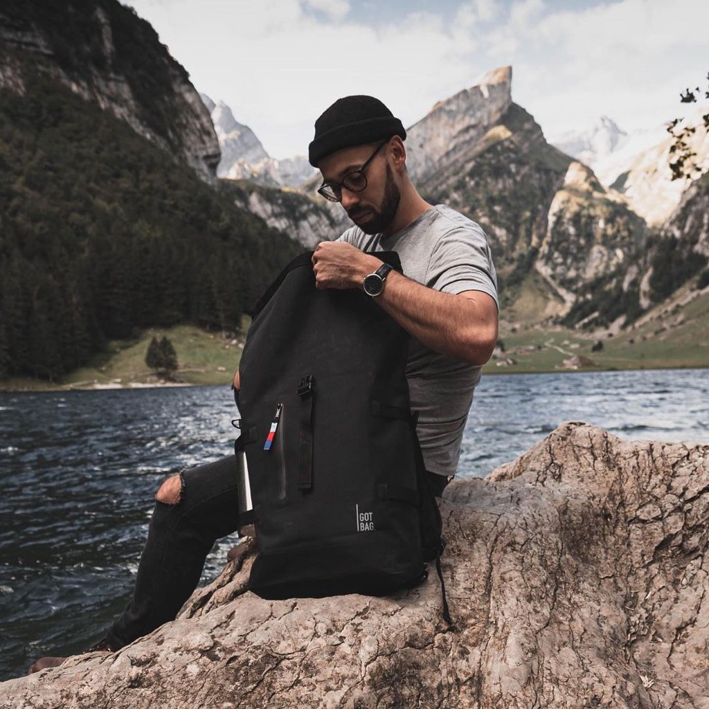 【新品】ゴットバッグ / GOTBAG ロールトップバックパック / Roll top backpack リュック ブラック SDGs サステナブル