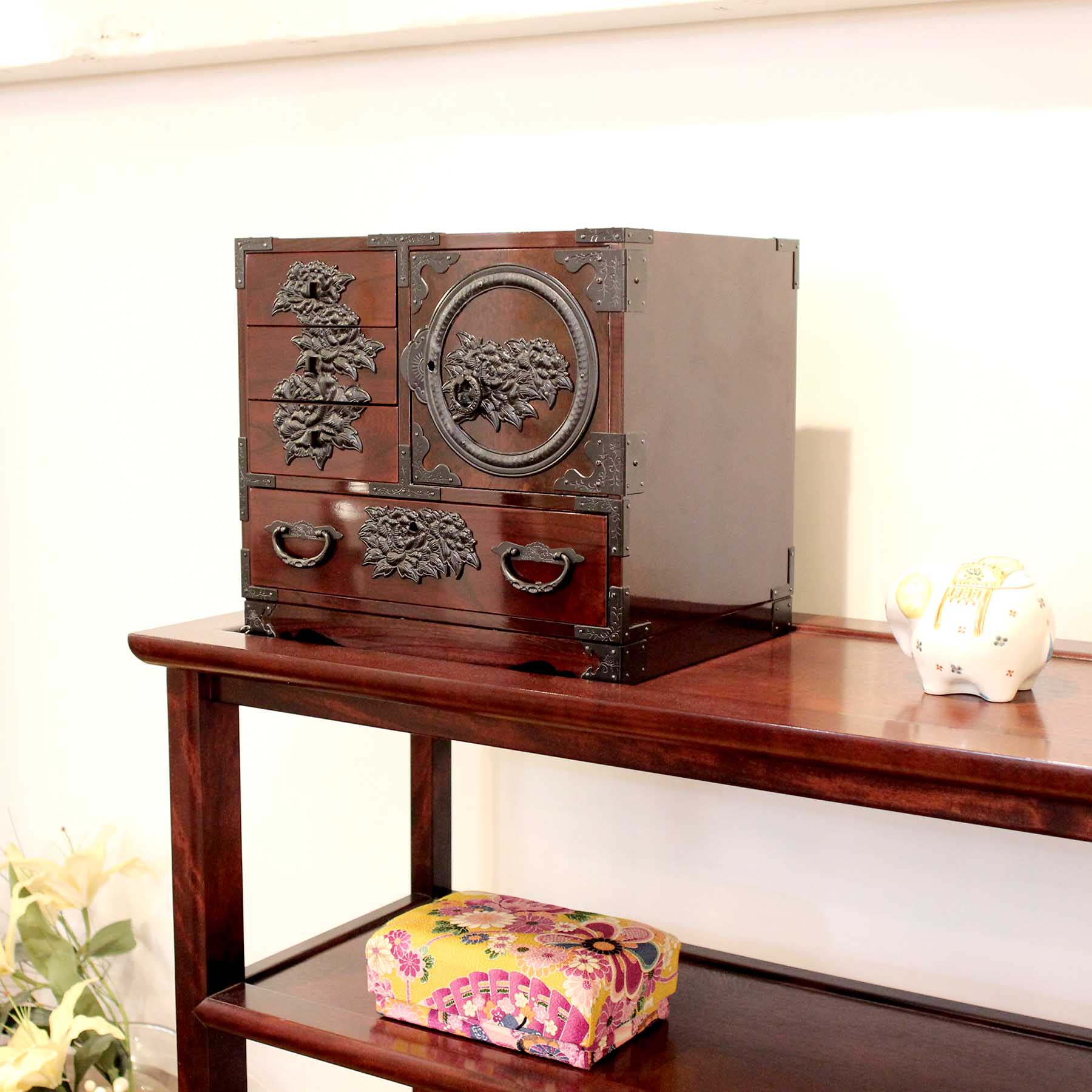 門間屋 仙台箪笥 小箪笥 弐番 木地呂塗り 漆塗り 工芸品 伝統品 贈り物 