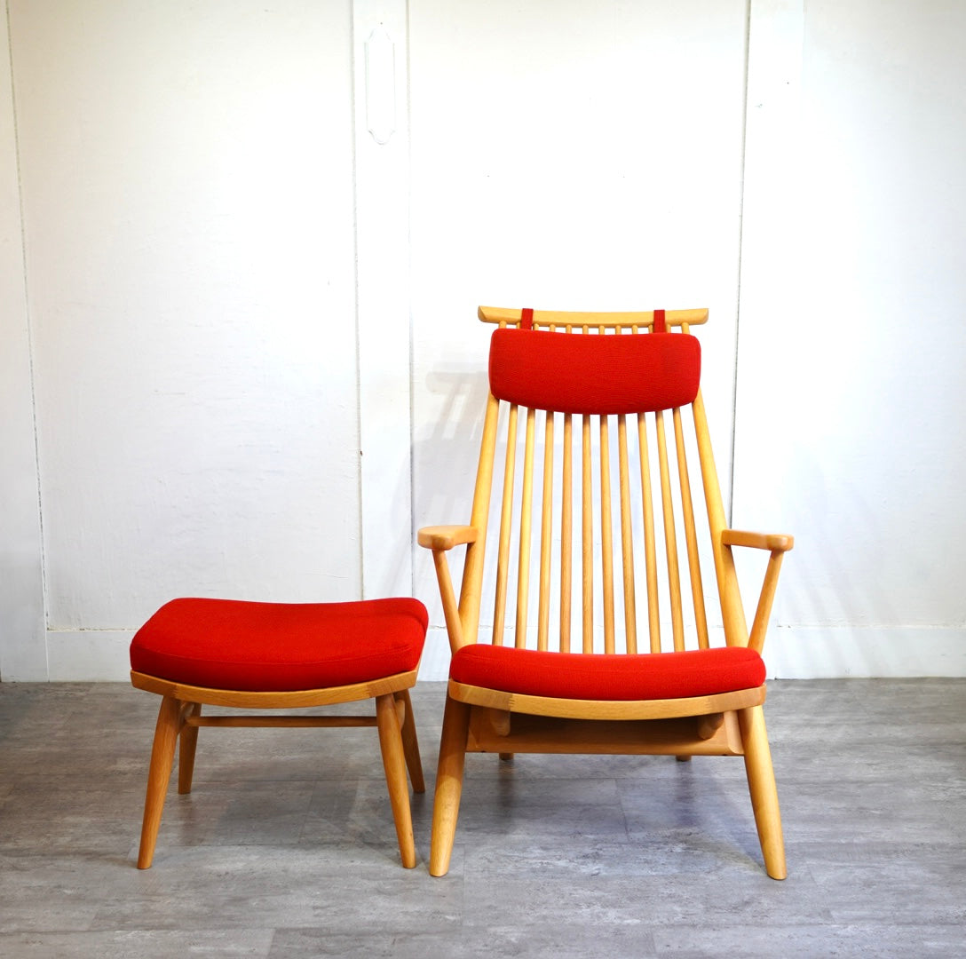 柏木工 シビル / CIVIL イージーチェア&オットマン 中古 レッド 赤