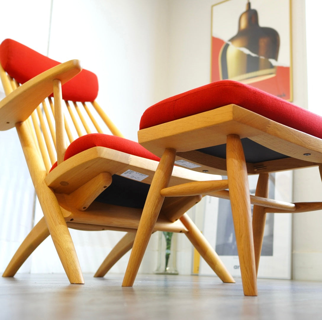 柏木工 シビル / CIVIL イージーチェア&オットマン 中古 レッド 赤