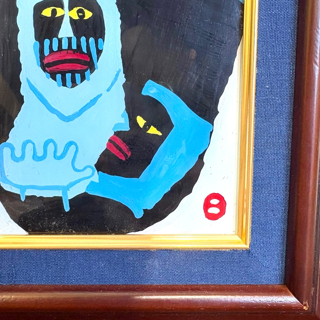 畦地梅太郎 ガラス絵 「鳥と山男」