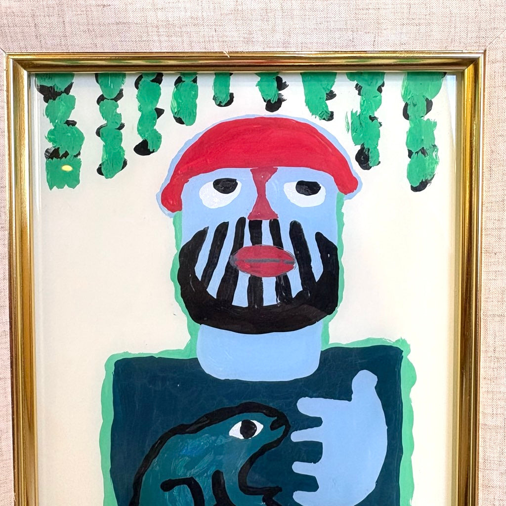 畦地梅太郎 ガラス絵 「地いかり」