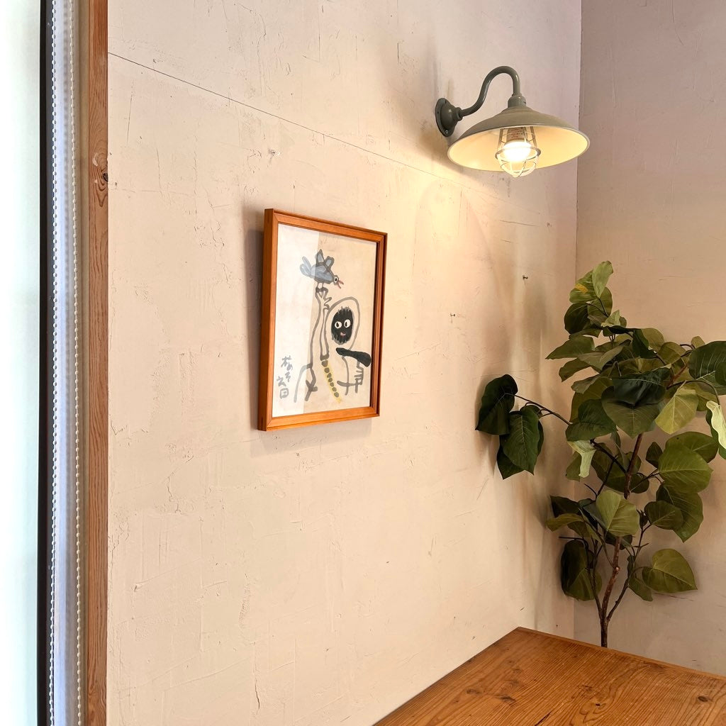 畦地梅太郎 肉筆画 「山男と地鳥」