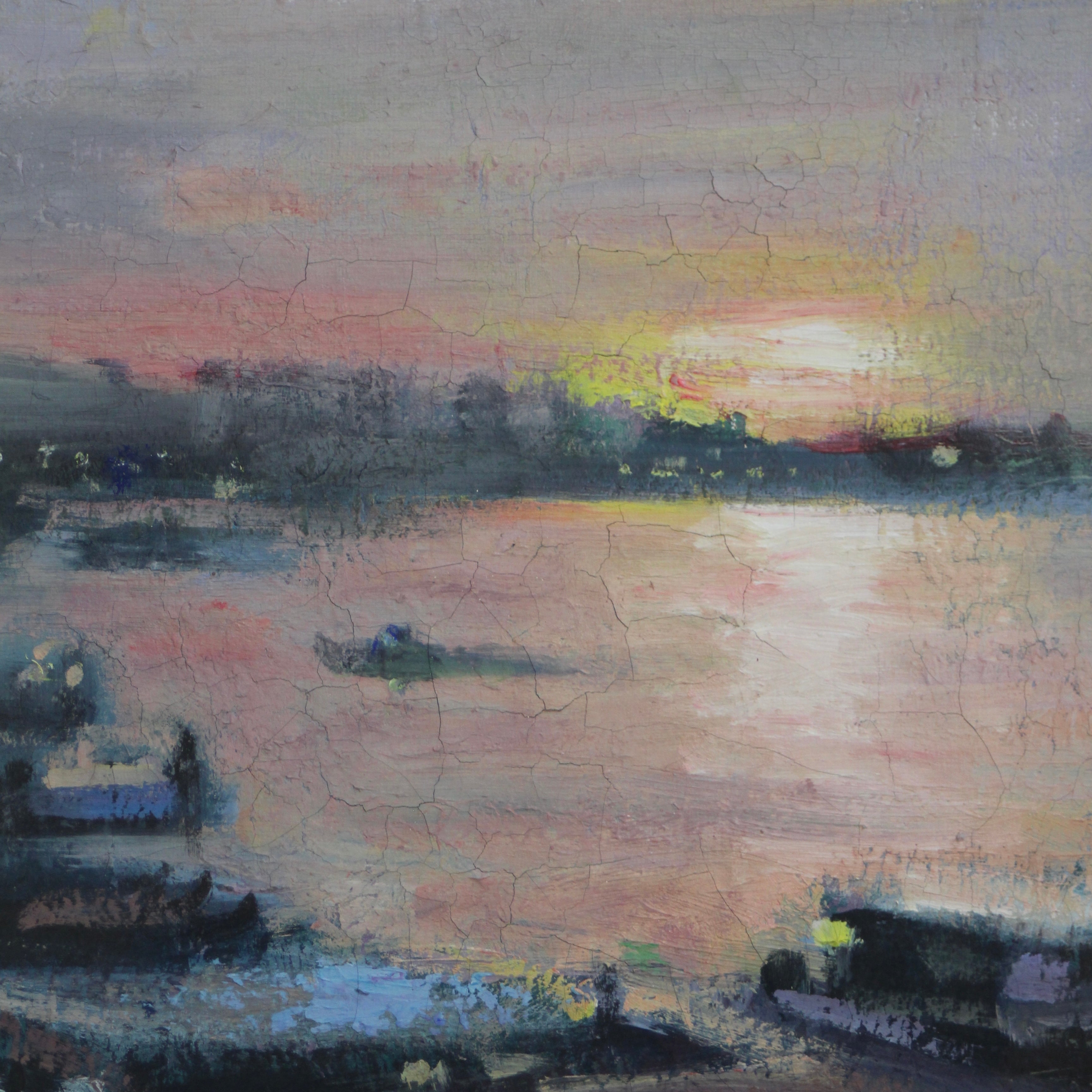 三宅輝夫「広場の朝」油彩画