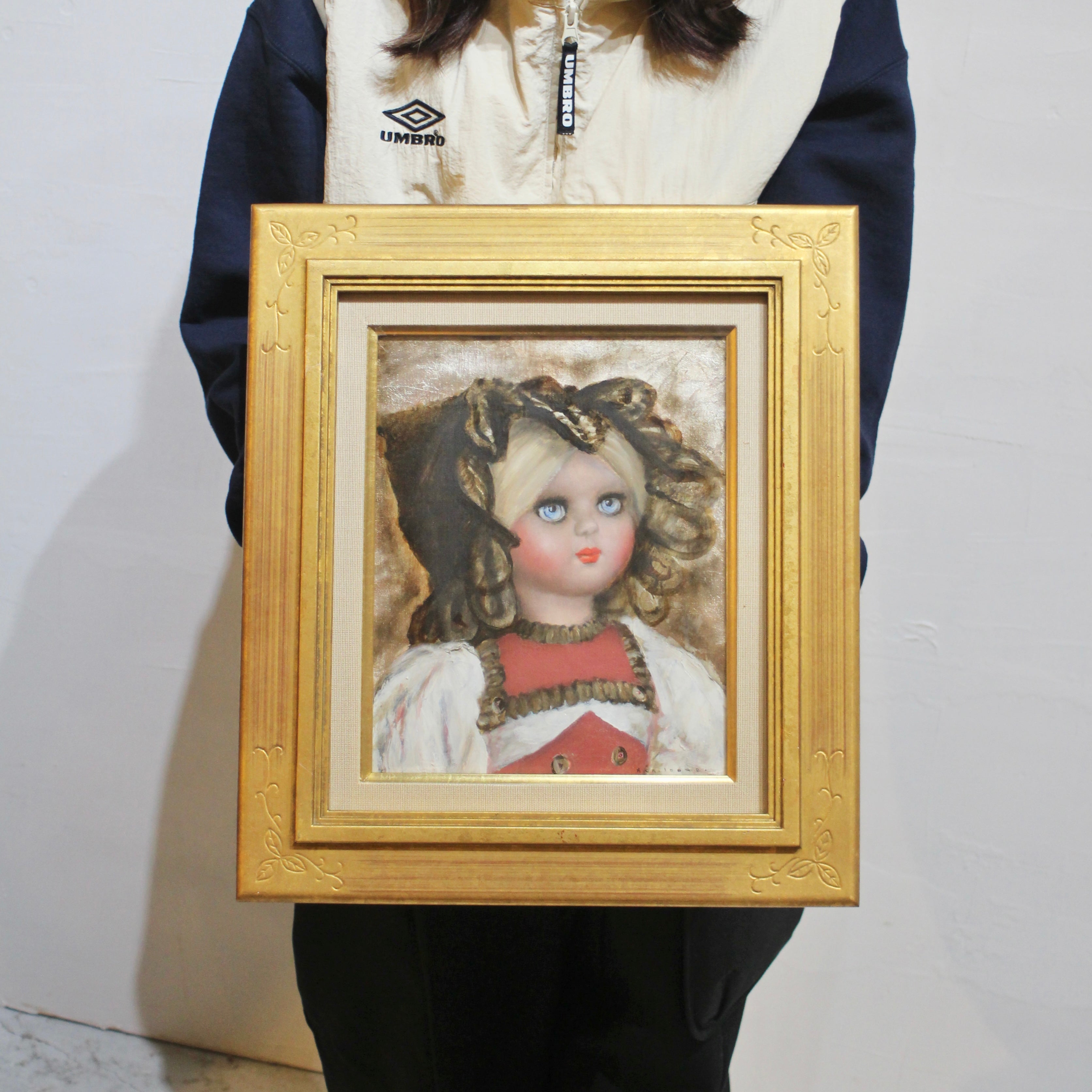 井上覚造「人形」油彩画