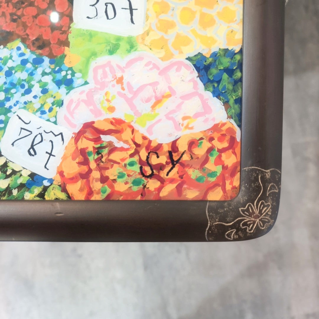 柚木沙弥郎 ガラス絵 柚木沙弥郎 ガラス絵 「パリの花屋」 アート 絵画