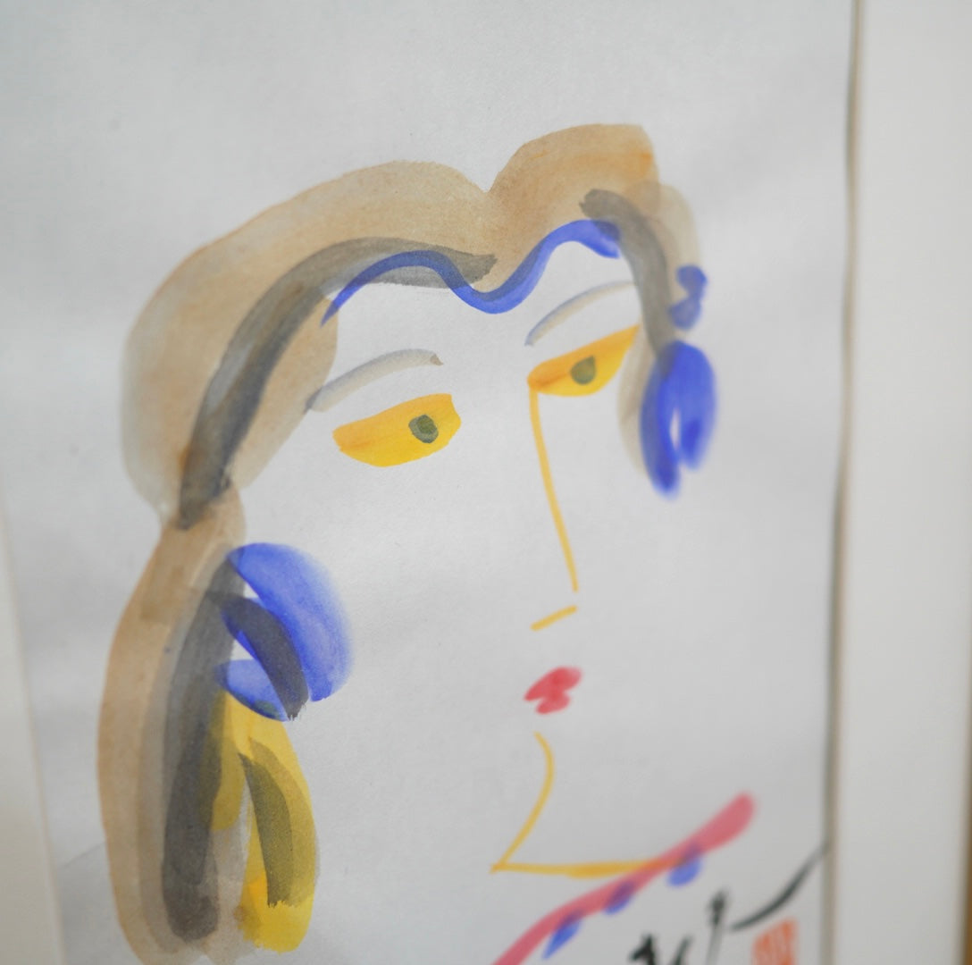 池田満寿夫 肉筆画 「女性」82/4/11 中古 日本画 絵 絵画 アート 美術 芸術