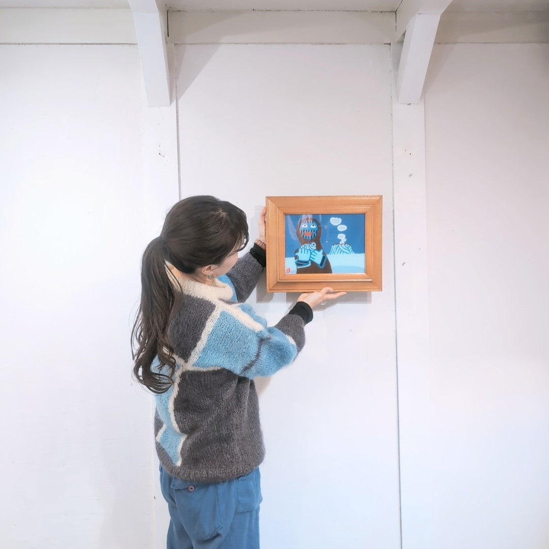 畦地梅太郎 ガラス絵 「火の山 浅間」