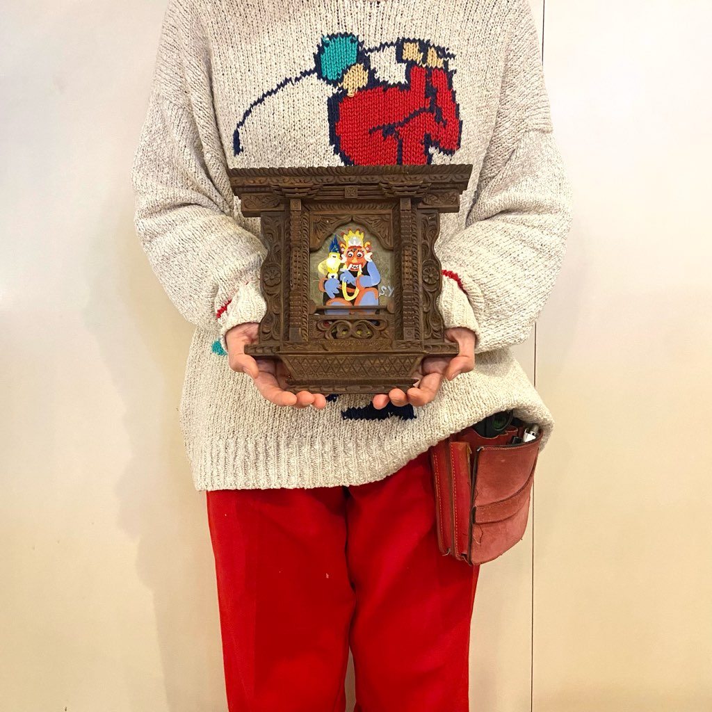 柚木沙弥郎 ガラス絵 「成獣バロン」