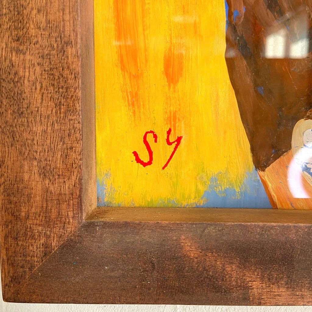 柚木沙弥郎 ガラス絵 「ロバの鼓手」