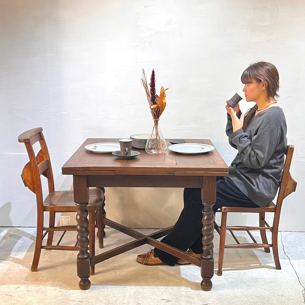 英国アンティーク ドローリーフダイニングテーブル  伸長式テーブル