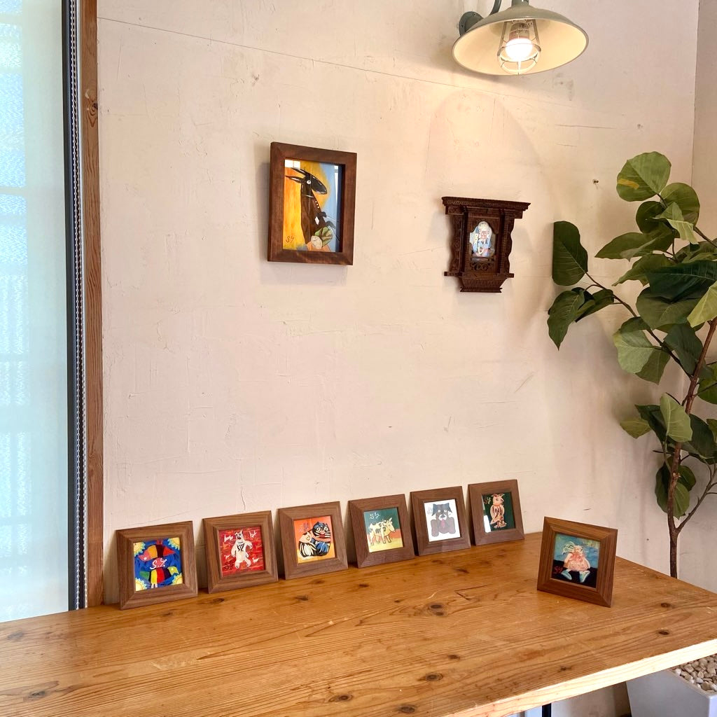 柚木沙弥郎 ガラス絵 「メキシコの鳥」 アート 絵画 一点もの 作家 中古