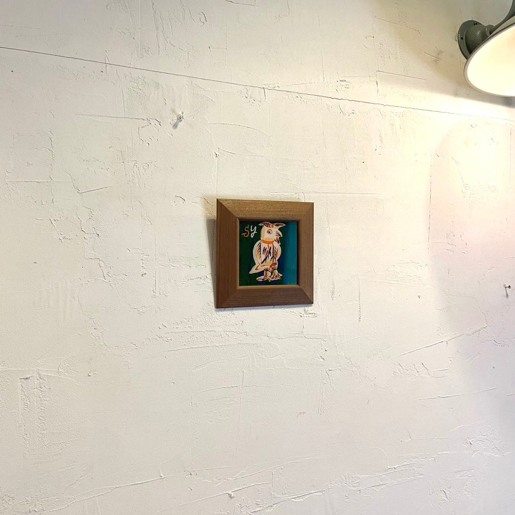 柚木沙弥郎 ガラス絵 「メキシコの梟」