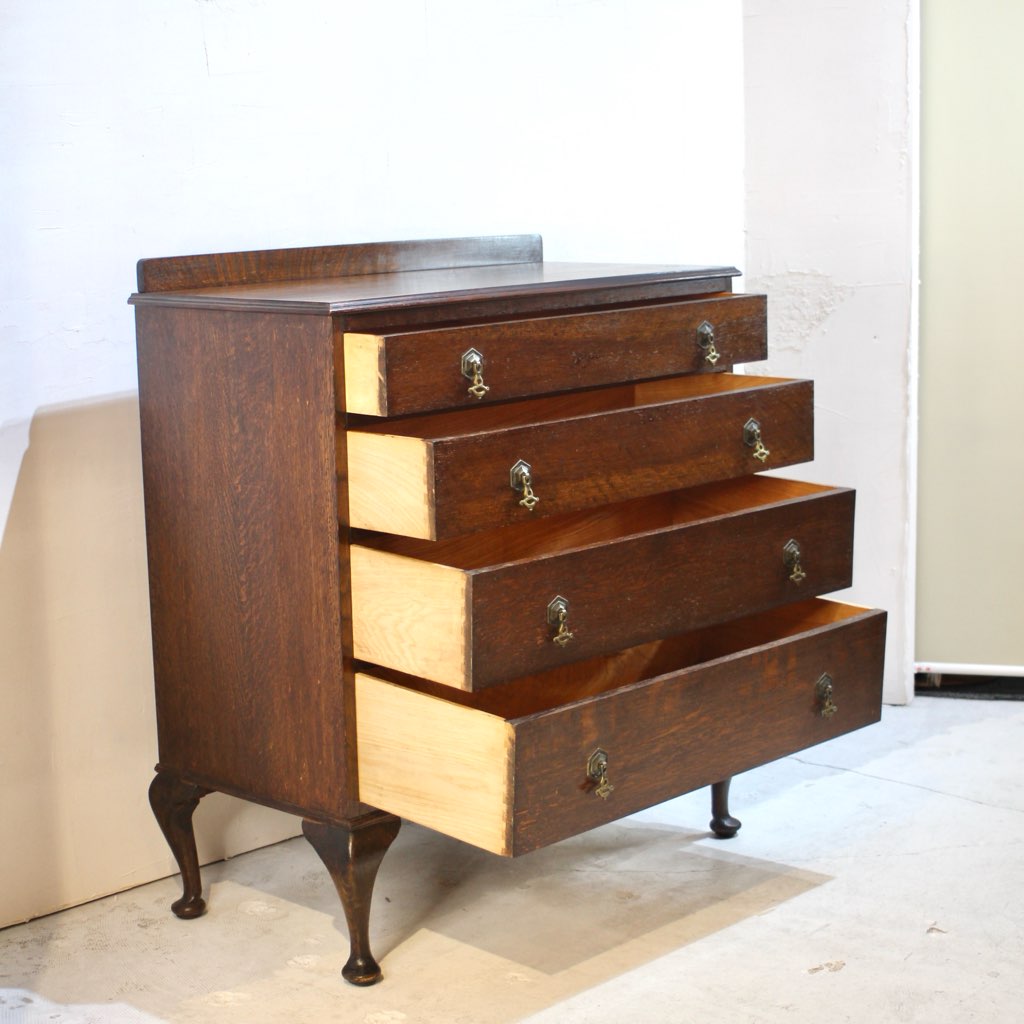 英国アンティーク 猫脚 4段チェスト