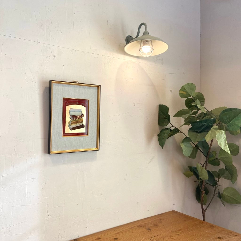 額装 人間国宝 民藝 芹沢銈介 ガラス絵 「古本群」 中古