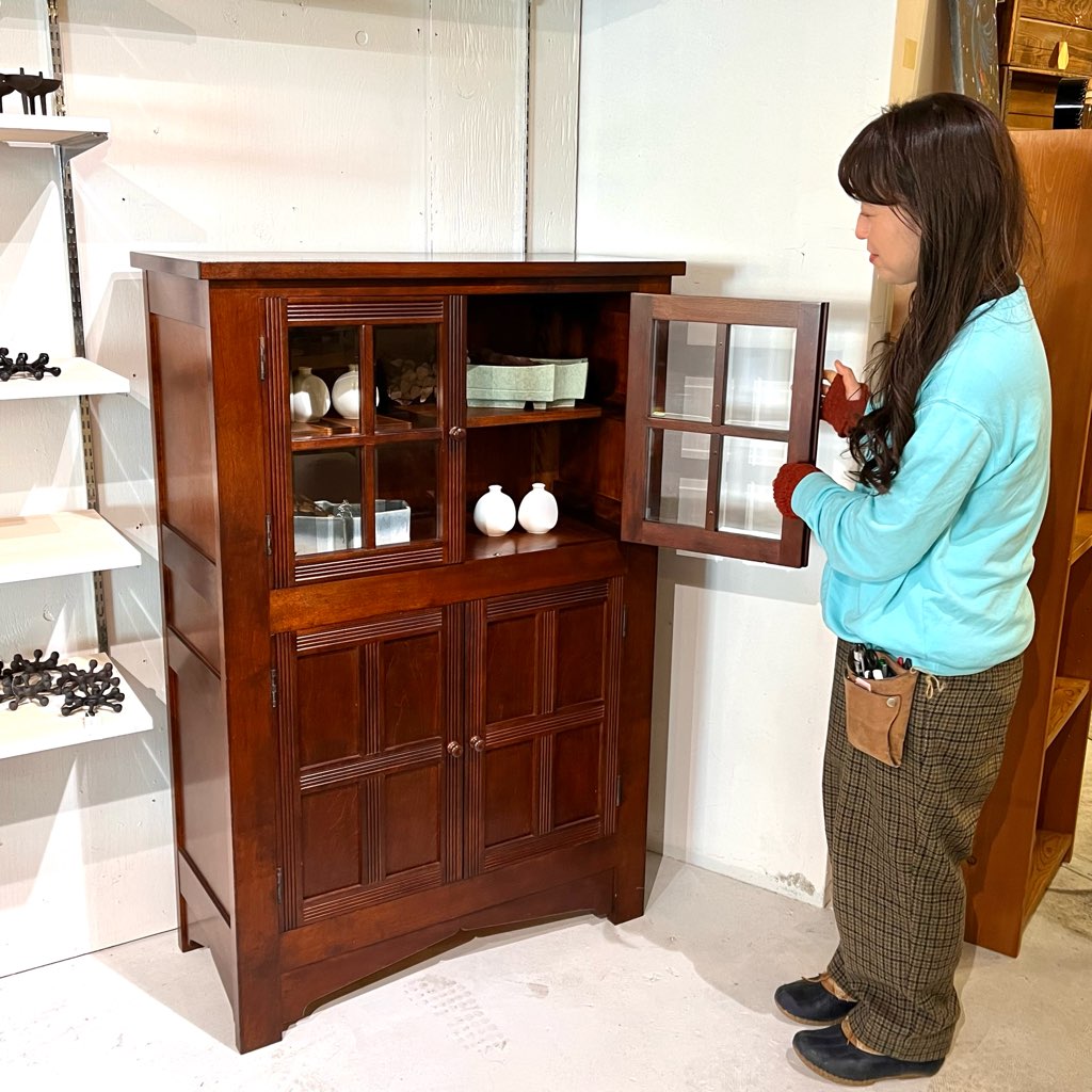 松本民芸家具 A型ワインボード 中古 キャビネット 棚 収納 食器棚 木 松本民芸家具 A型ワインボード 中古 キャビネット 棚 収納 食器棚 木