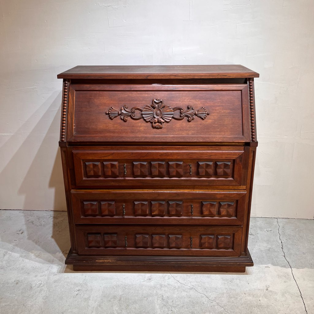 アンティーク ライティングビューロー 木製ライティングチェスト