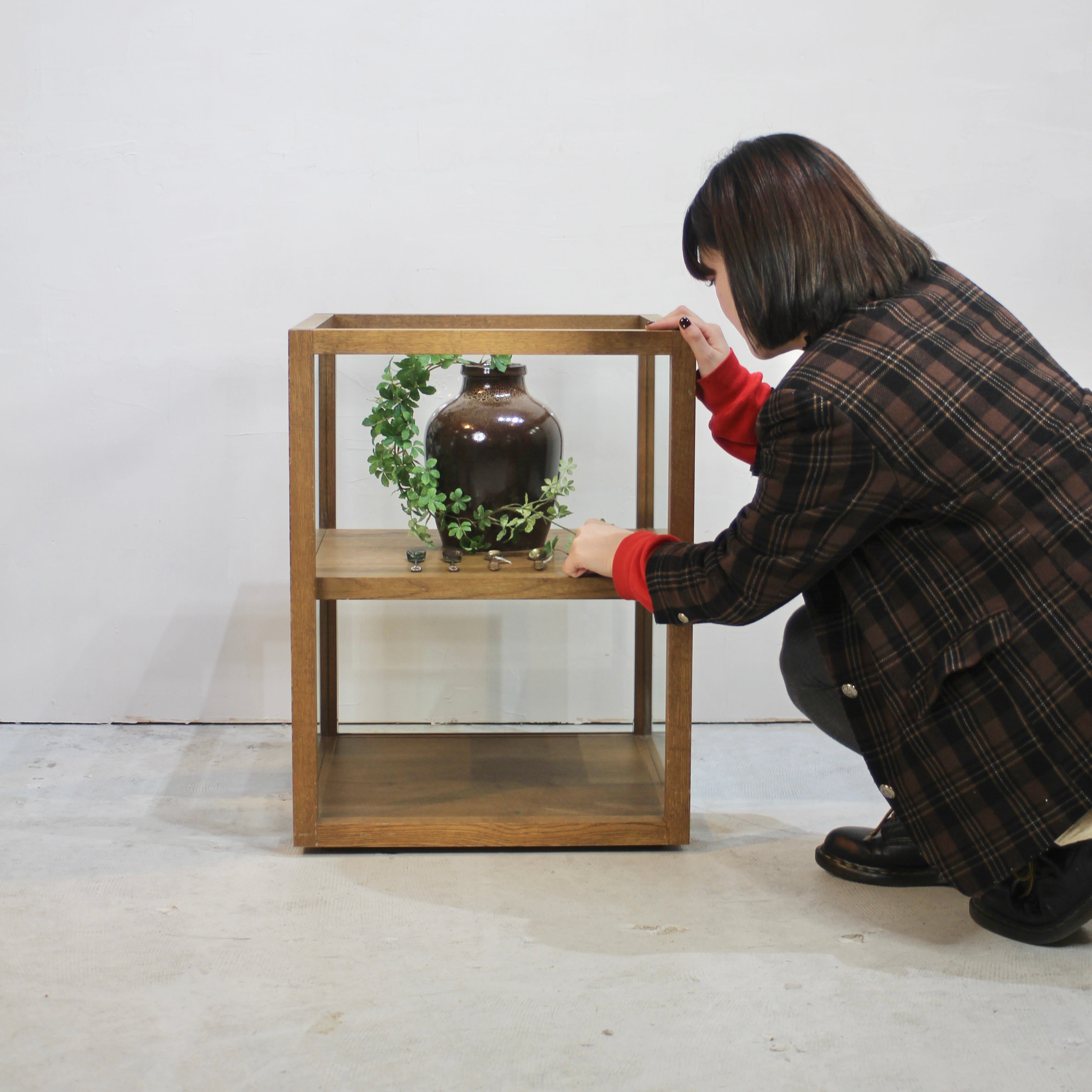 木製フレーム オープンガラスショーケース