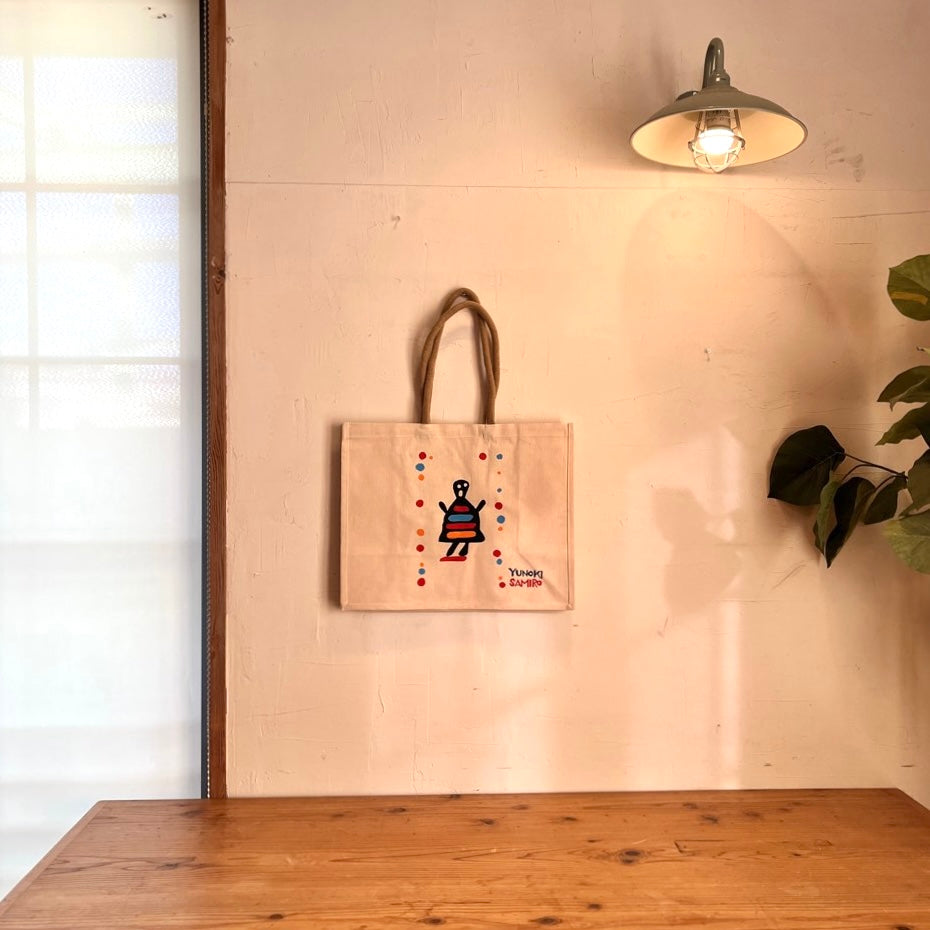 柚木沙弥郎 型染め バッグ 【大】宇宙人 ドット柄 かばん 未使用 - Restyle