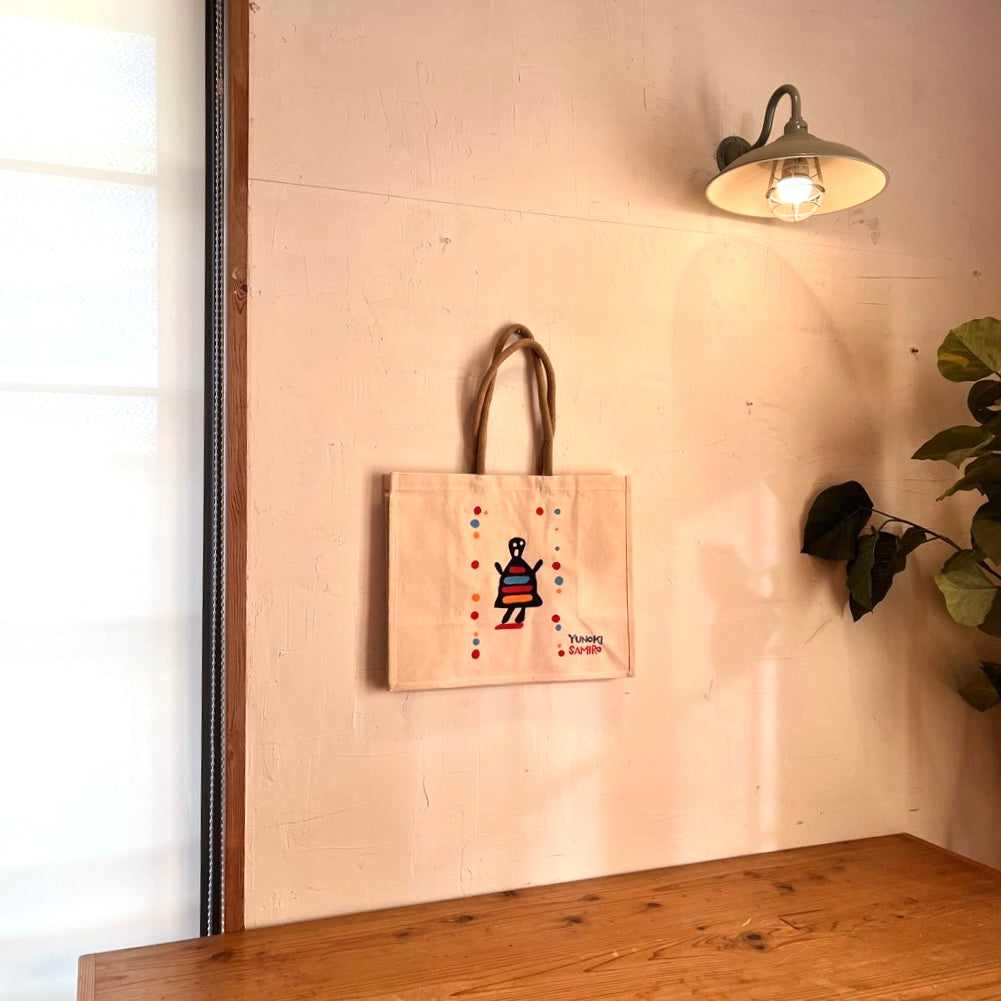 柚木沙弥郎 型染め バッグ 【大】宇宙人 ドット柄 かばん 未使用 - Restyle