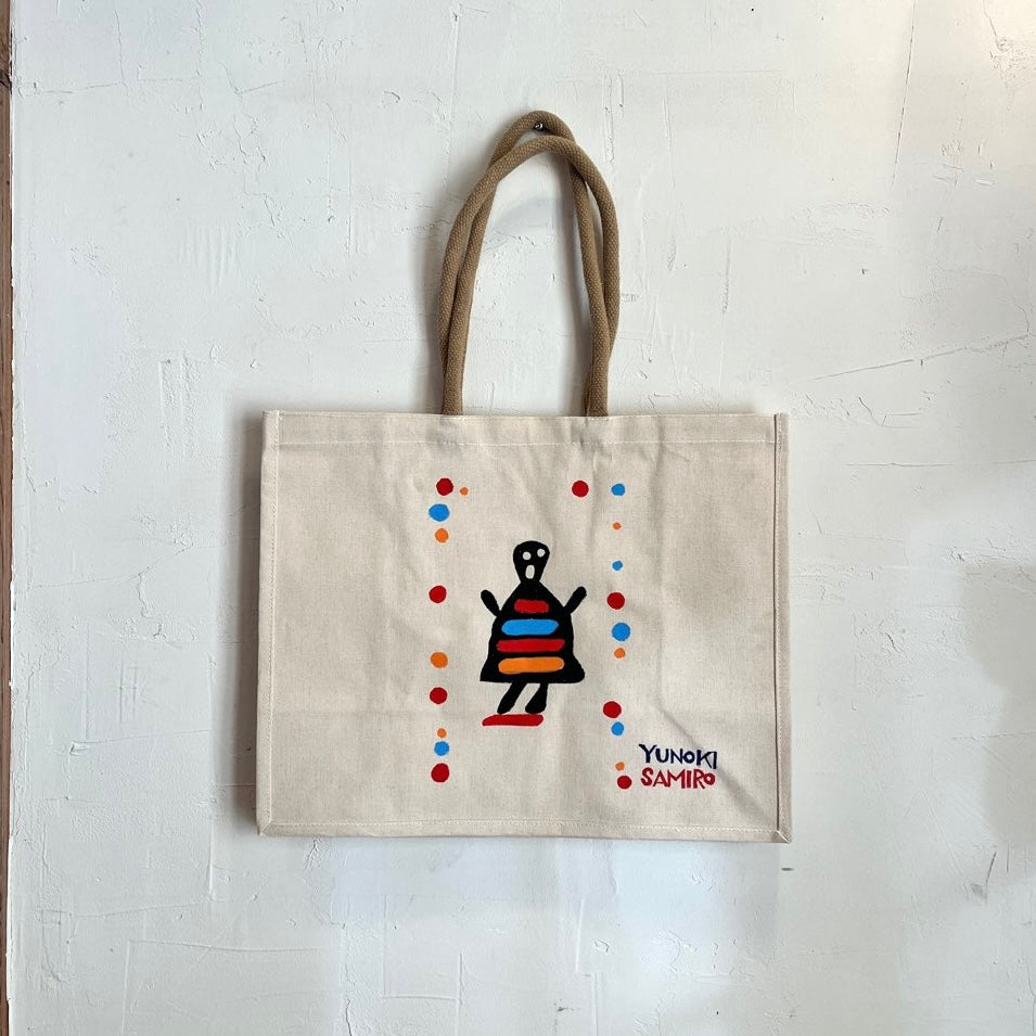 柚木沙弥郎 型染め バッグ 【大】宇宙人 ドット柄 かばん 未使用 - Restyle