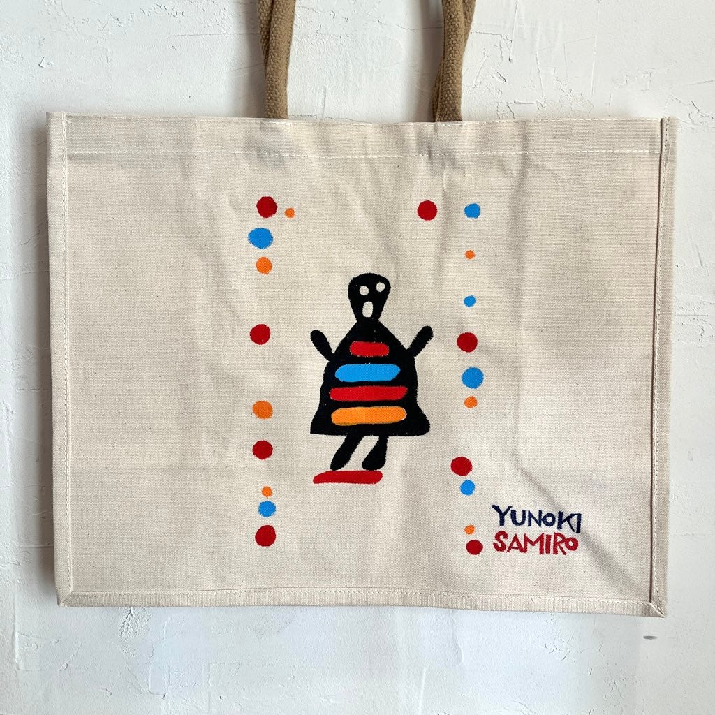 柚木沙弥郎 型染め バッグ 【大】宇宙人 ドット柄 かばん 未使用 - Restyle