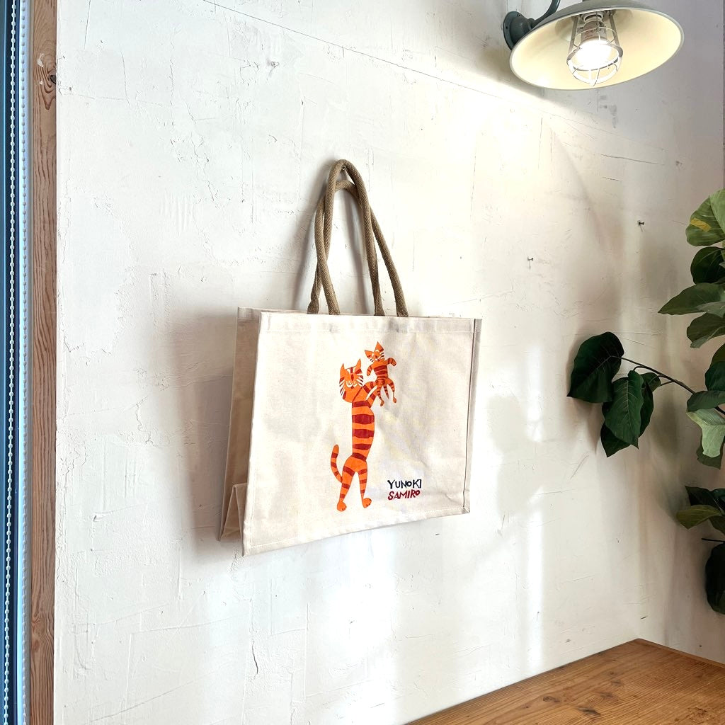 柚木沙弥郎 型染め バッグ 【大】トラ猫の親子 かばん 未使用 - Restyle