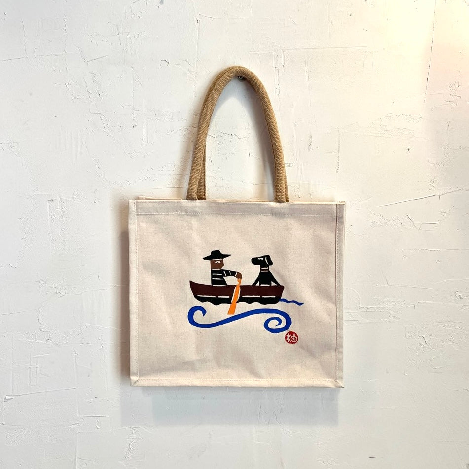 柚木沙弥郎 トートバッグ 【中】人と犬とボート かばん 未使用 - Restyle