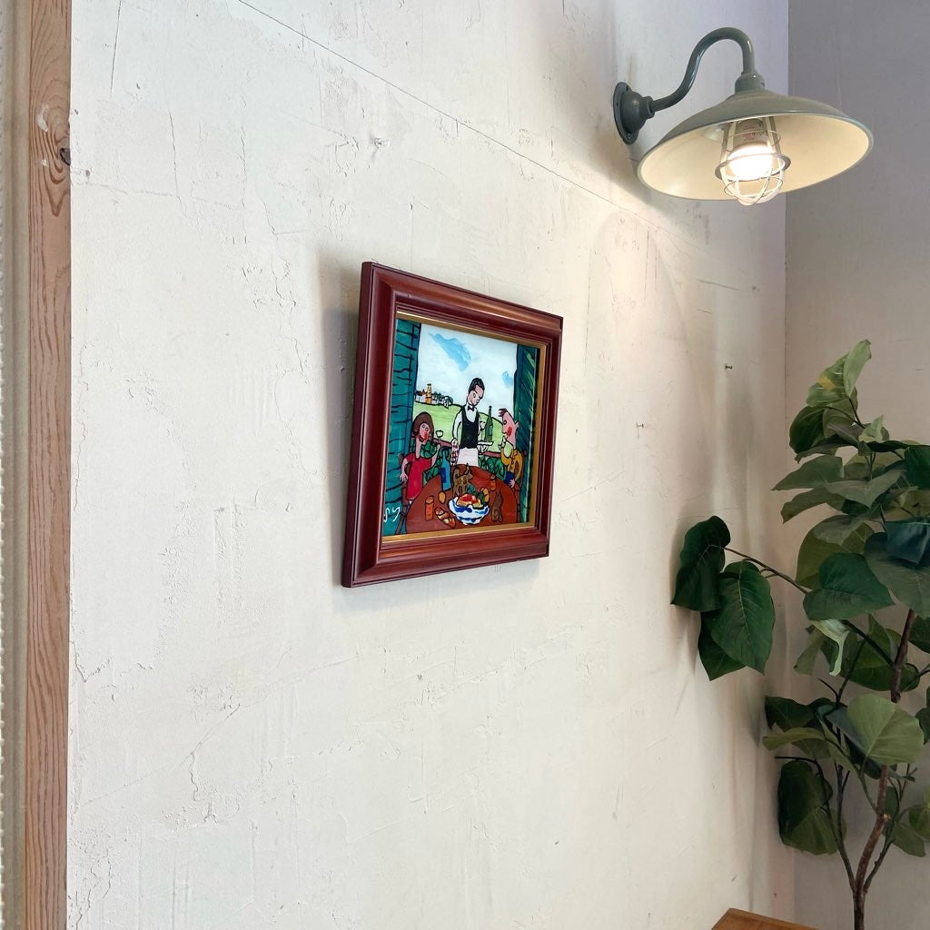 柚木沙弥郎 ガラス絵 「誕生日風景  パリ」