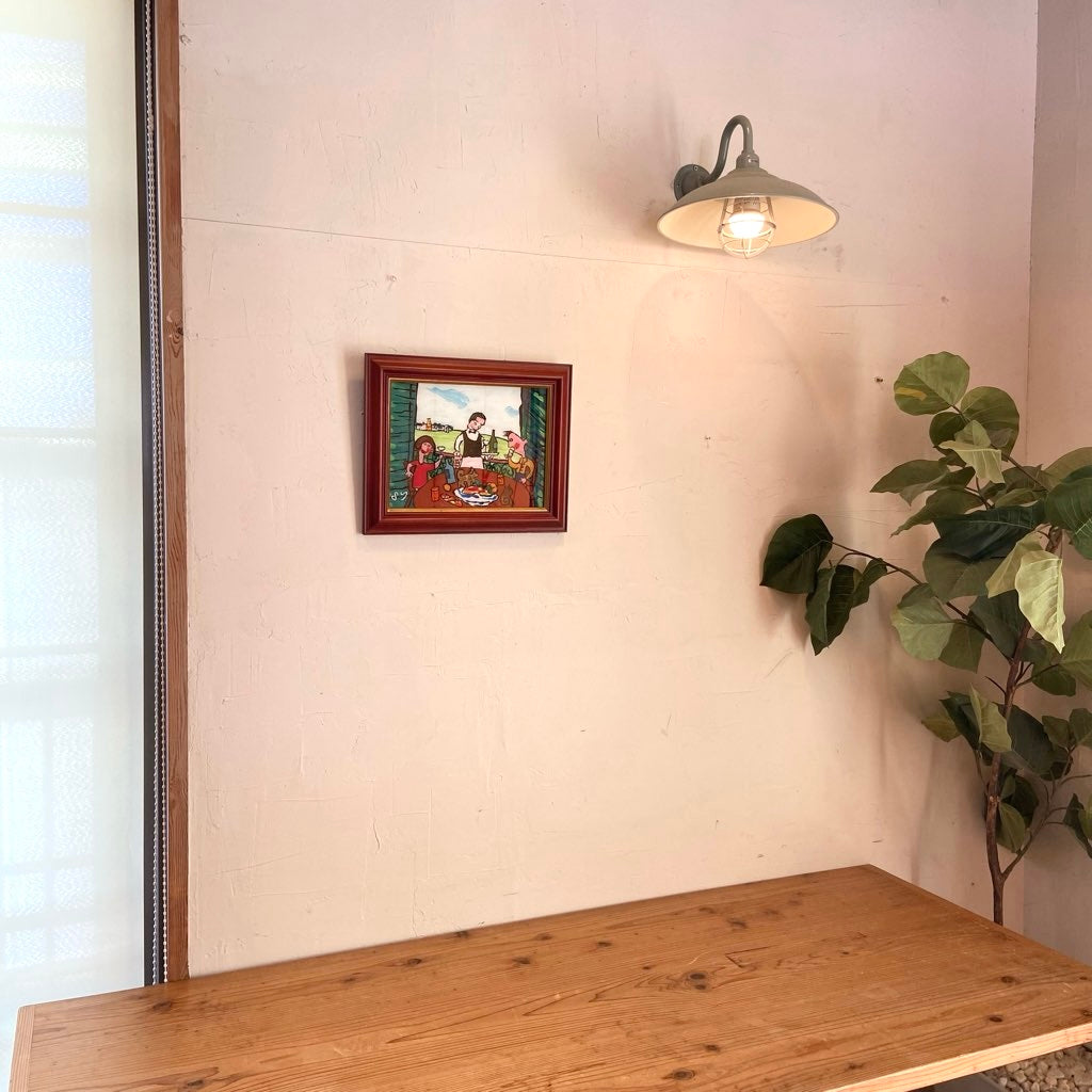 柚木沙弥郎 ガラス絵 「誕生日風景  パリ」