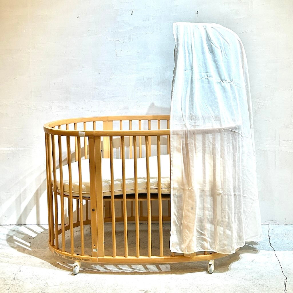 ストッケ / Stokke  スリーピーベビーベッド ナチュラル ドレープ・ジュニアベッドキット付き