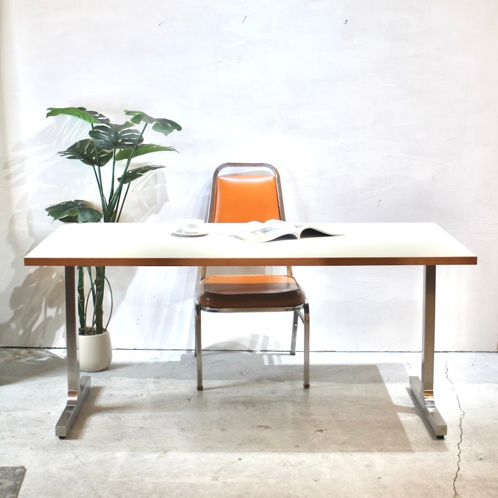 KANADEMONO / 金物家具のかなでもの THE TABLE リノリウム天板 Iライン×stainless テーブルデスク