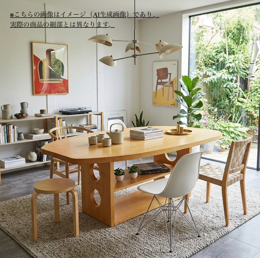 変形天板のビーチ材ダイニングテーブル 190㎝