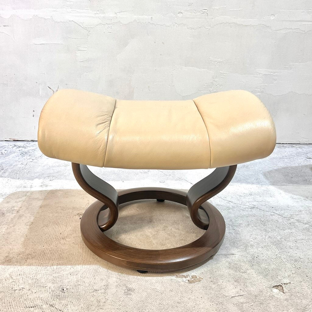 EKORNES ベージュ レザー スツール エコーネス / EKORNES ストレスレスチェア＆オットマンセット